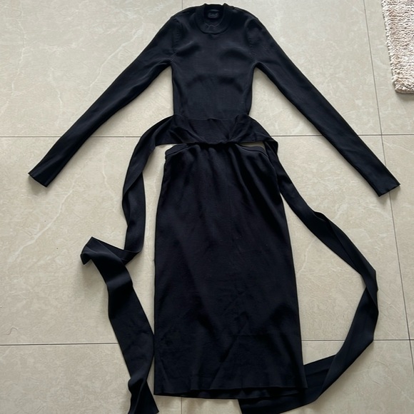 NBD black cut out long sleeve dress midi size XS - Picture 2 of 5